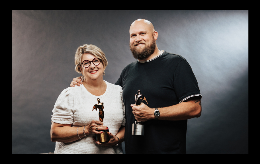 Andrew Dorbin and his mother, Amy Blades Steward, both Telly Award winners